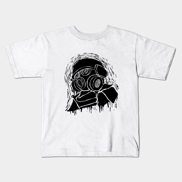 Gas Mask Scribble Kids T-Shirt by SuperCes